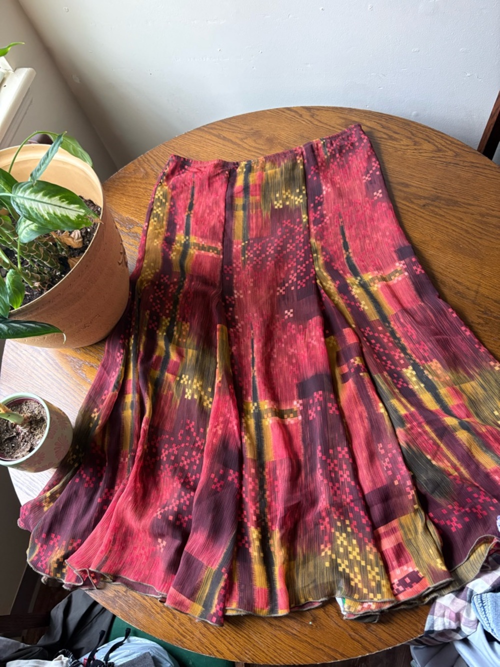 Ruby Rd. Red Multicolor Pleated Circle Skirt